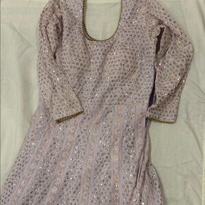 Embellished Lavender Indian gown with dupatta